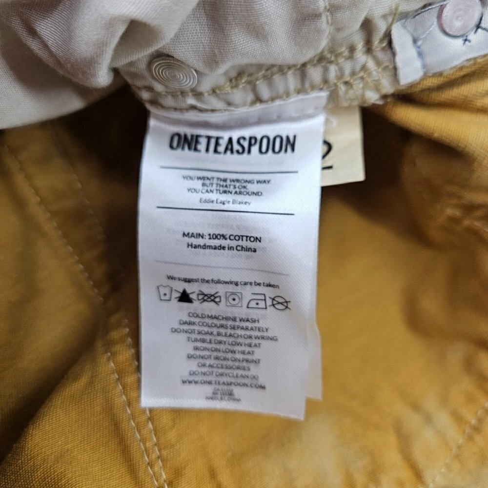 New One Teaspoon Tropical Bandits Shorts Womens 23 Mid Waist Denim Yellow - Picture 5 of 6